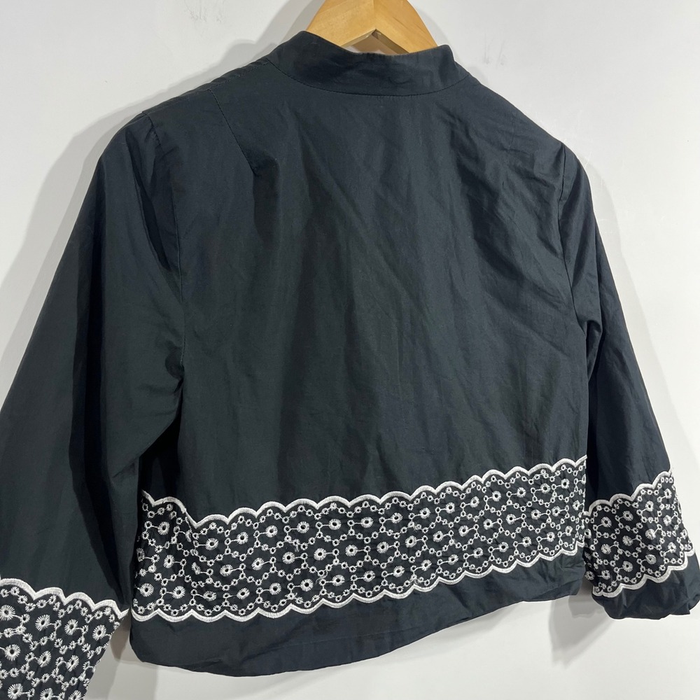 WilliSmith Boho Coastal Eyelet Embroidered Cropped Statement Jacket Women Medium - Picture 4 of 8